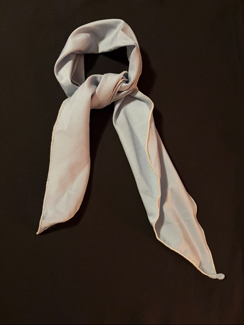 Vintage Light Blue Neck Scarf with Gold-Trim Edge